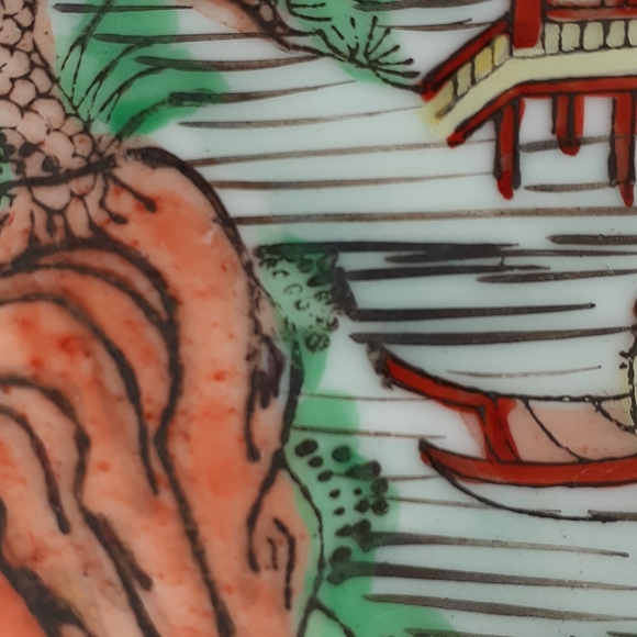 Vintage porcelain hand painted pewter encase bowl. - Picture 4 of 12